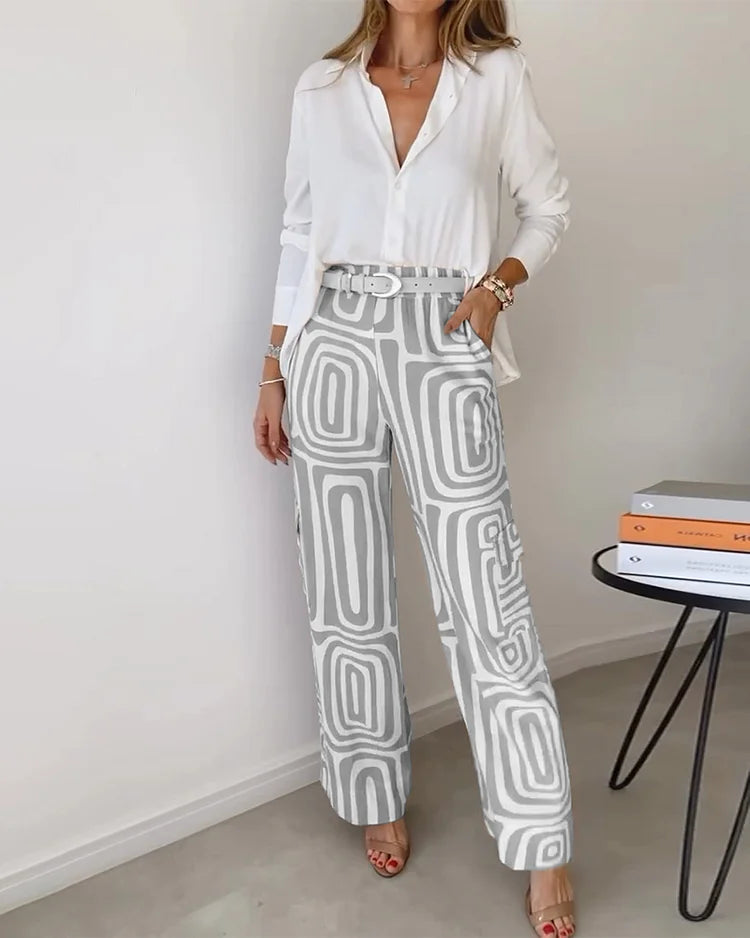 Celeste | Geometric Palazzo Pants & Top Set